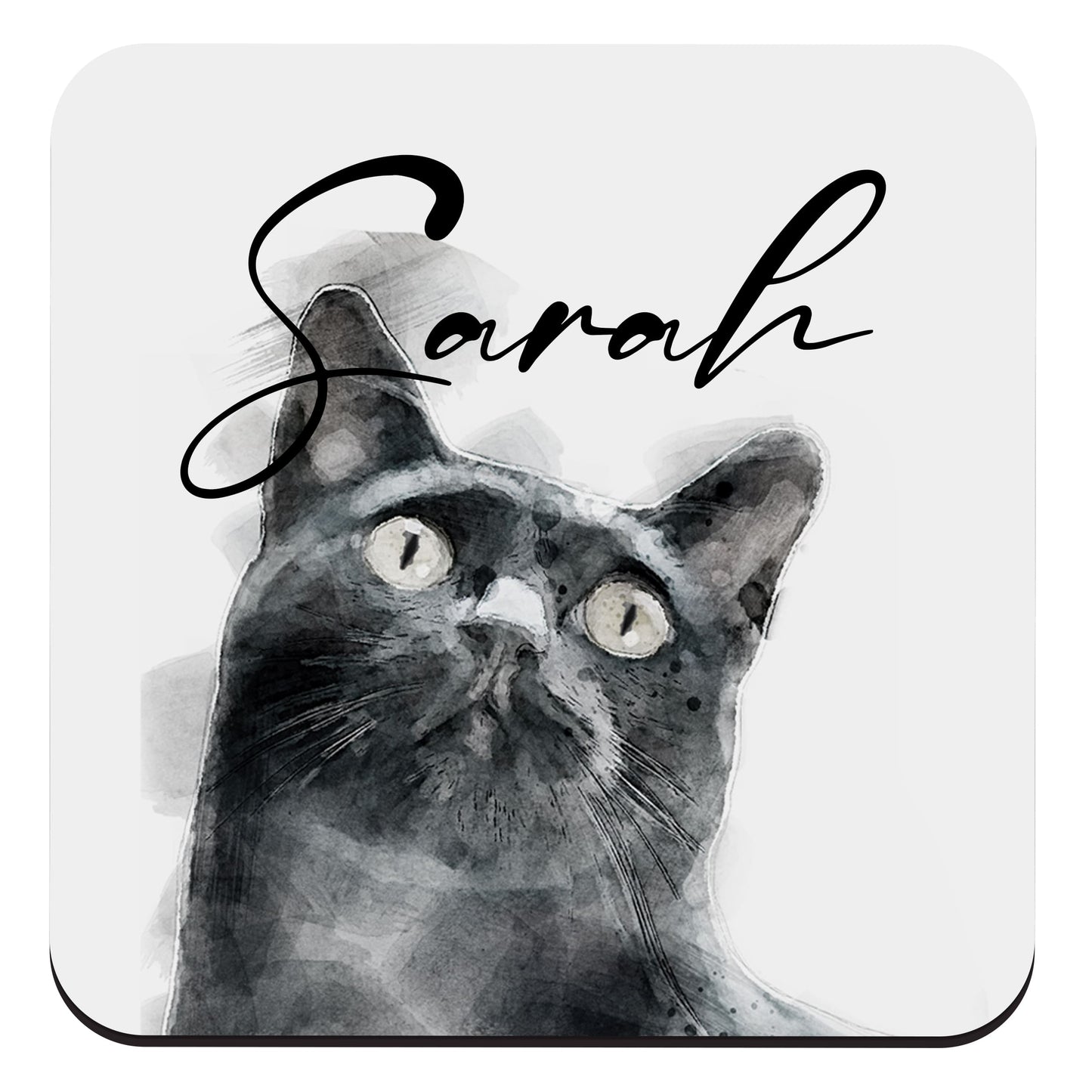 Custom Text Black Cat Mug & Coaster Gift Set