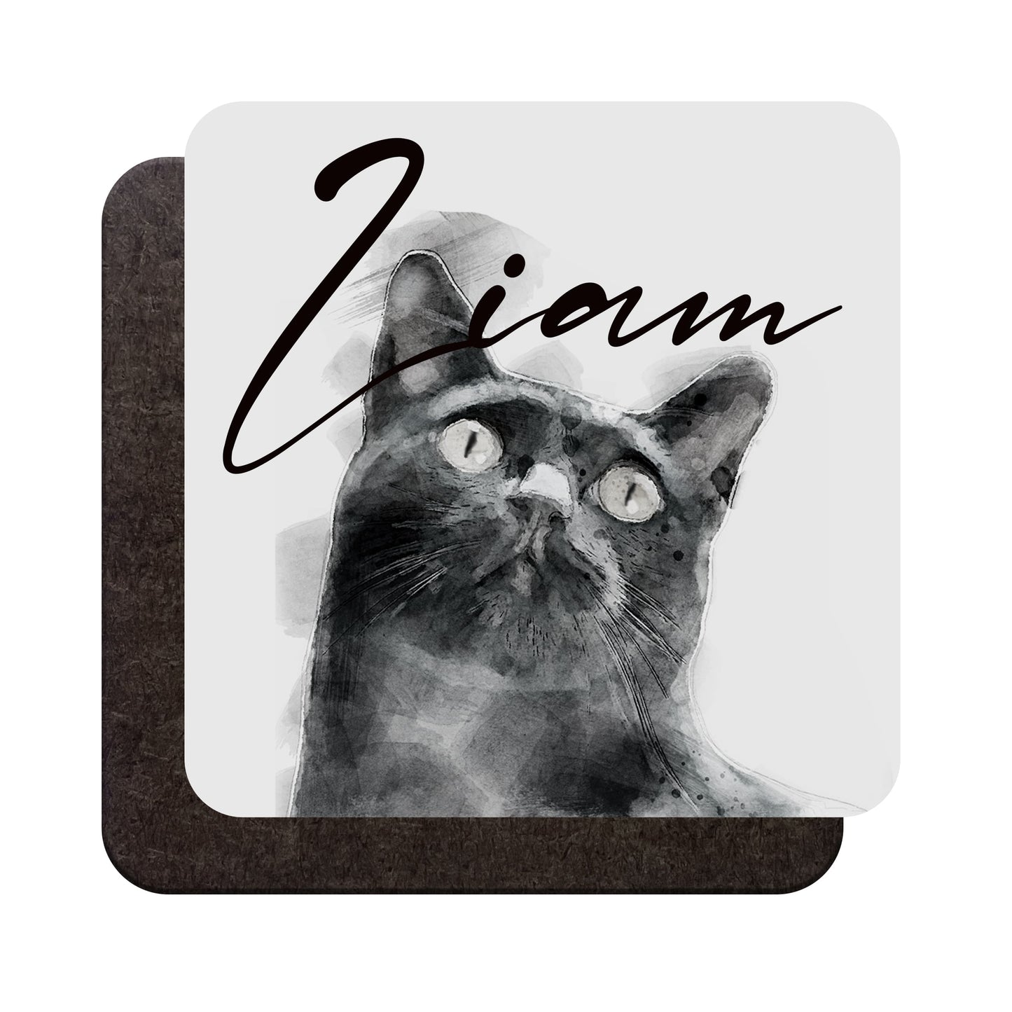 Custom Text Black Cat Mug & Coaster Gift Set