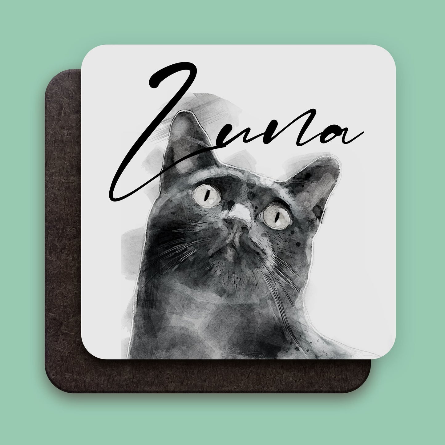 Custom Text Black Cat Mug & Coaster Gift Set