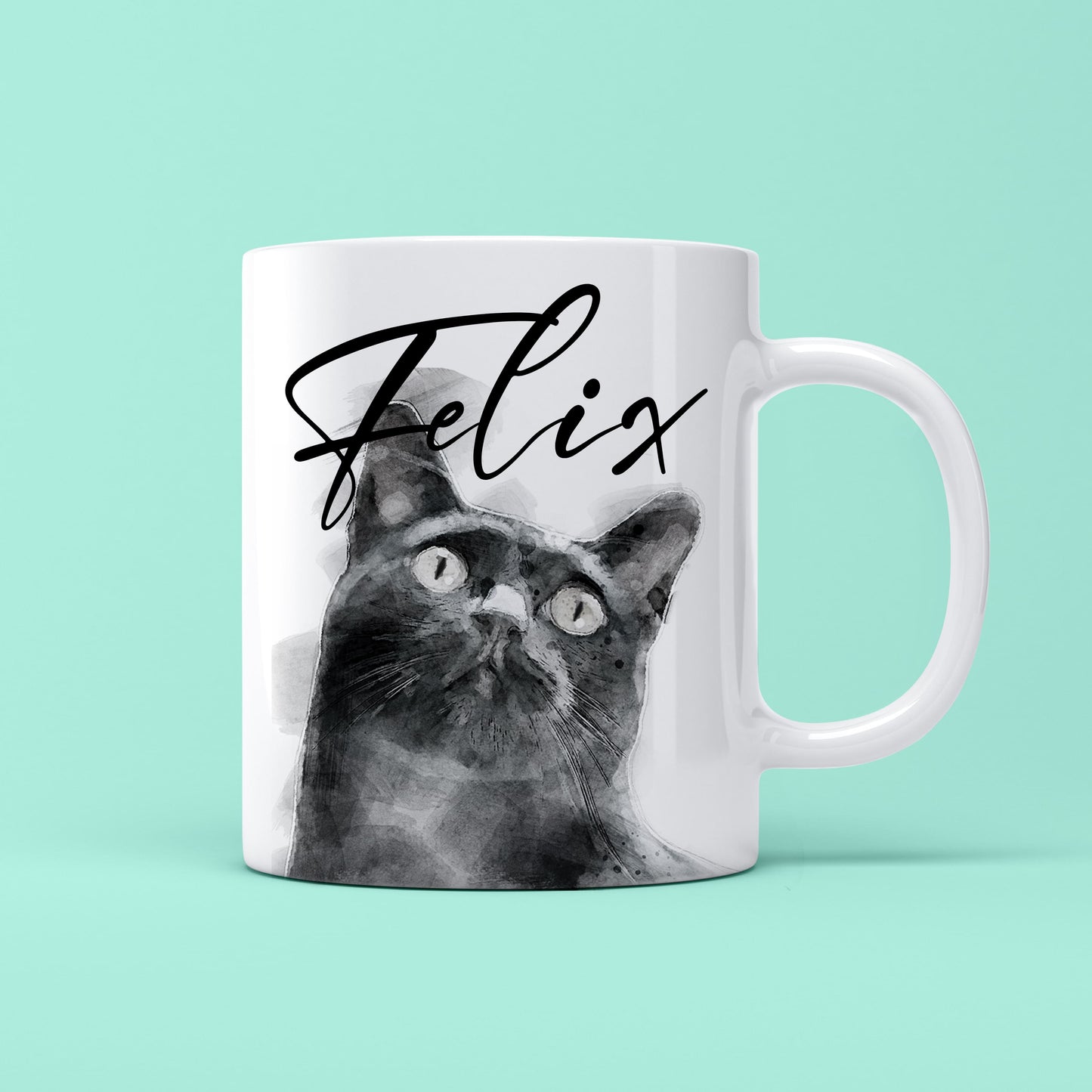 Custom Text Black Cat Mug & Coaster Gift Set