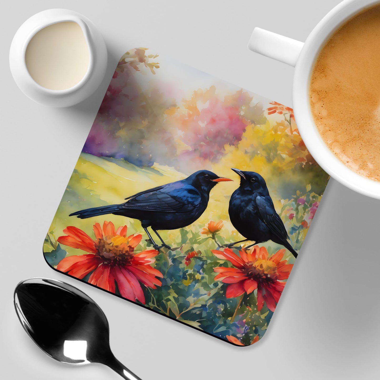 Custom Name Blackbird Art Coaster Gift