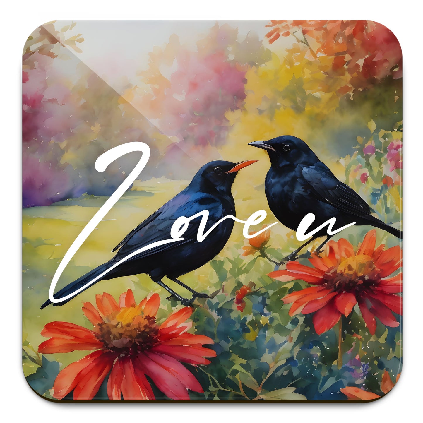 Custom Name Blackbird Art Coaster Gift