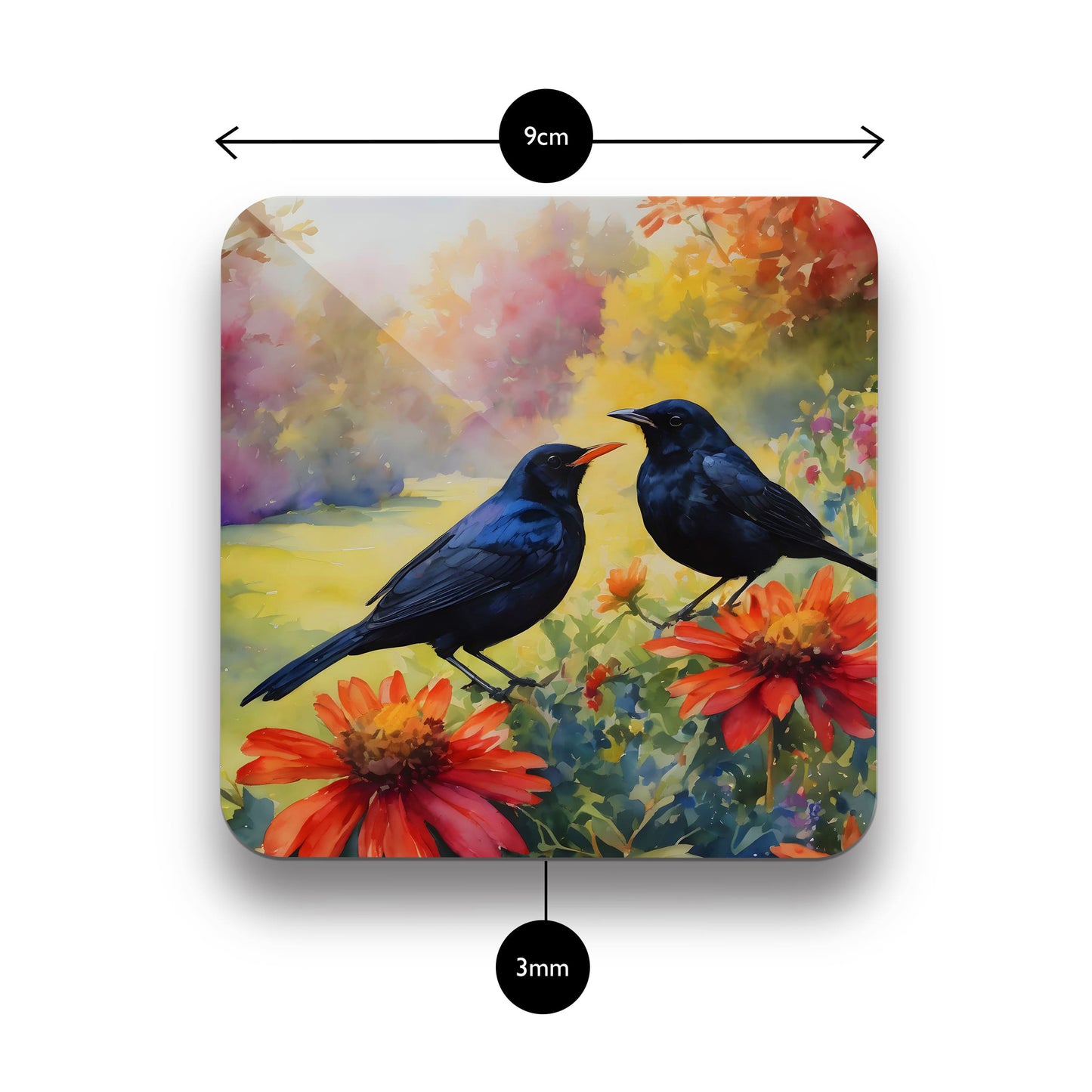 Custom Name Blackbird Art Coaster Gift