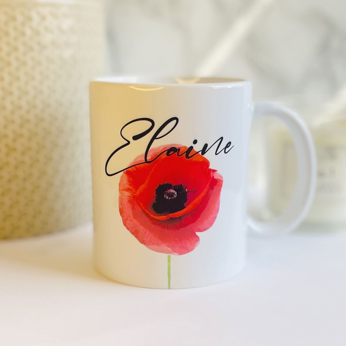 Custom Name Poppy Art Coffee Mug