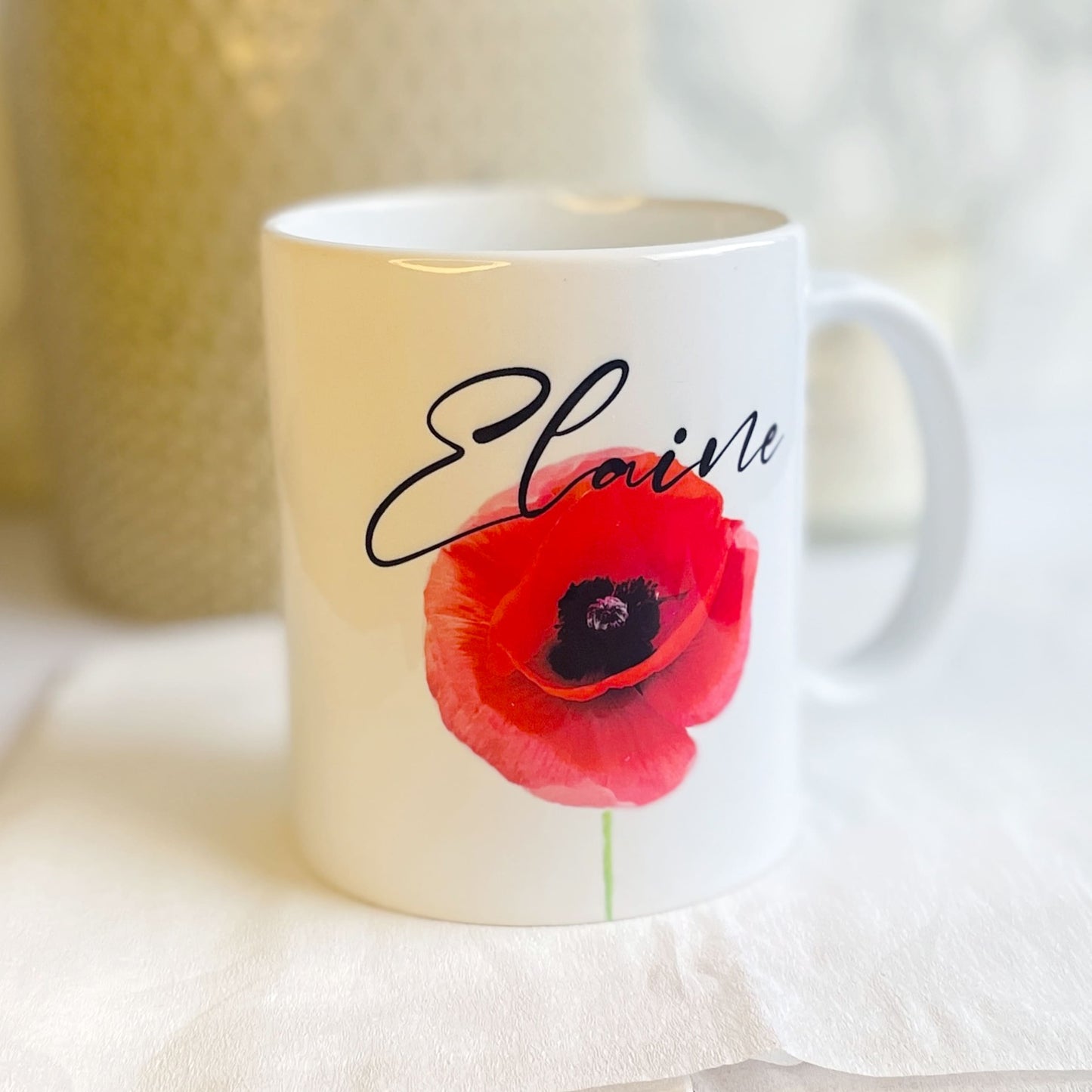 Custom Name Poppy Art Coffee Mug