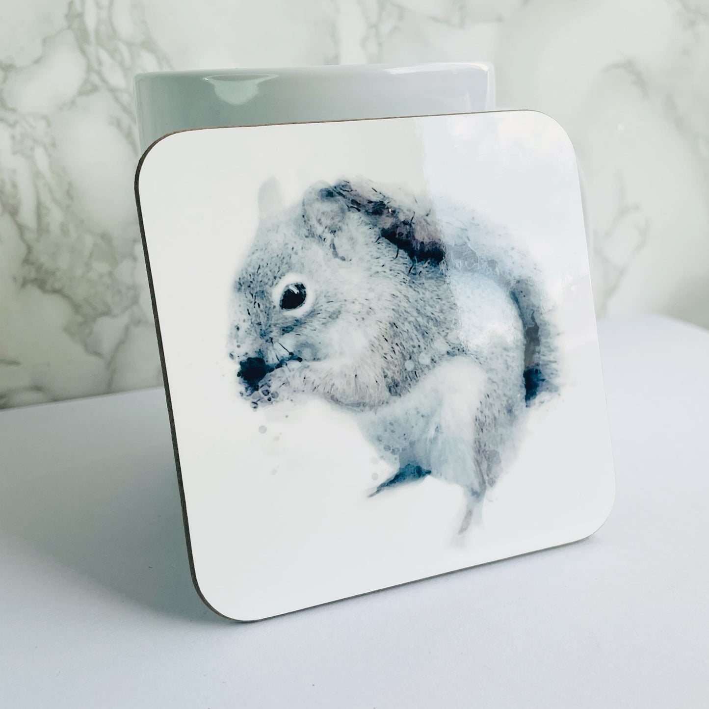 Custom Grey Squirrel Art Coaster