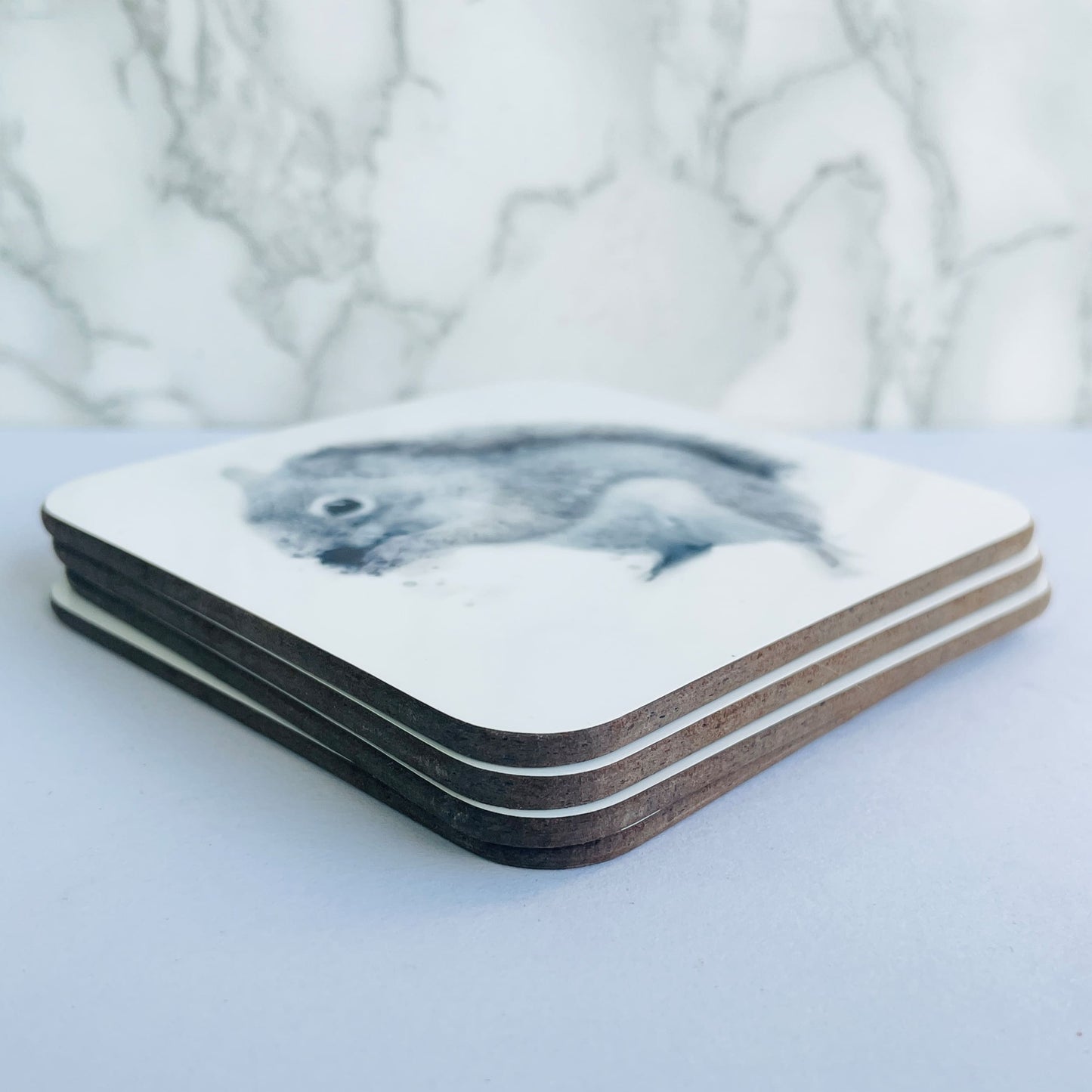 Custom Grey Squirrel Art Coaster