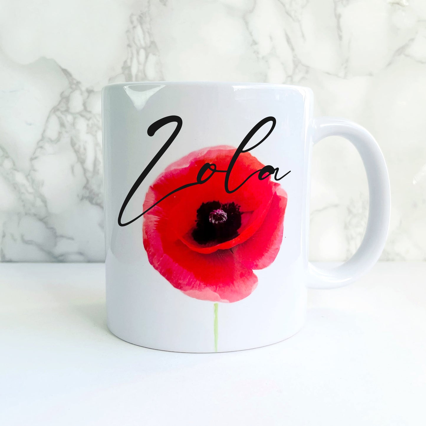 Custom Name Poppy Art Coffee Mug