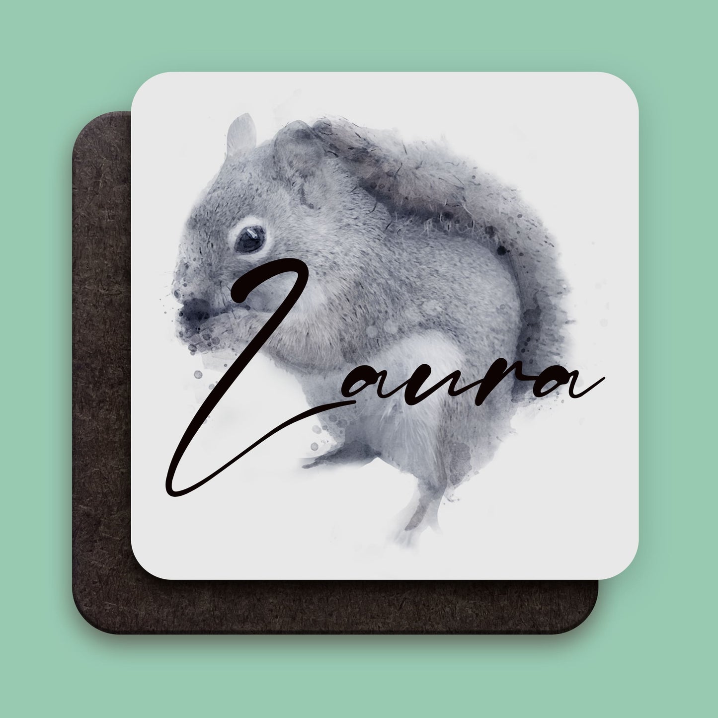 Custom Grey Squirrel Art Coaster